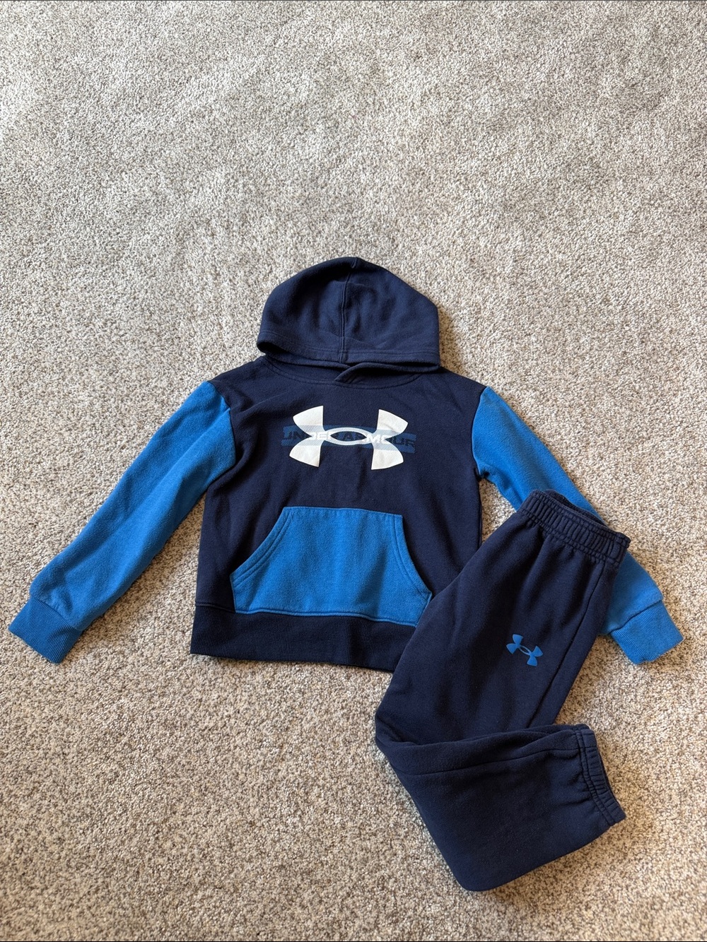 Under Armour Boys Navy and Blue Hooded Sweatshirt & Joggers Set - 5